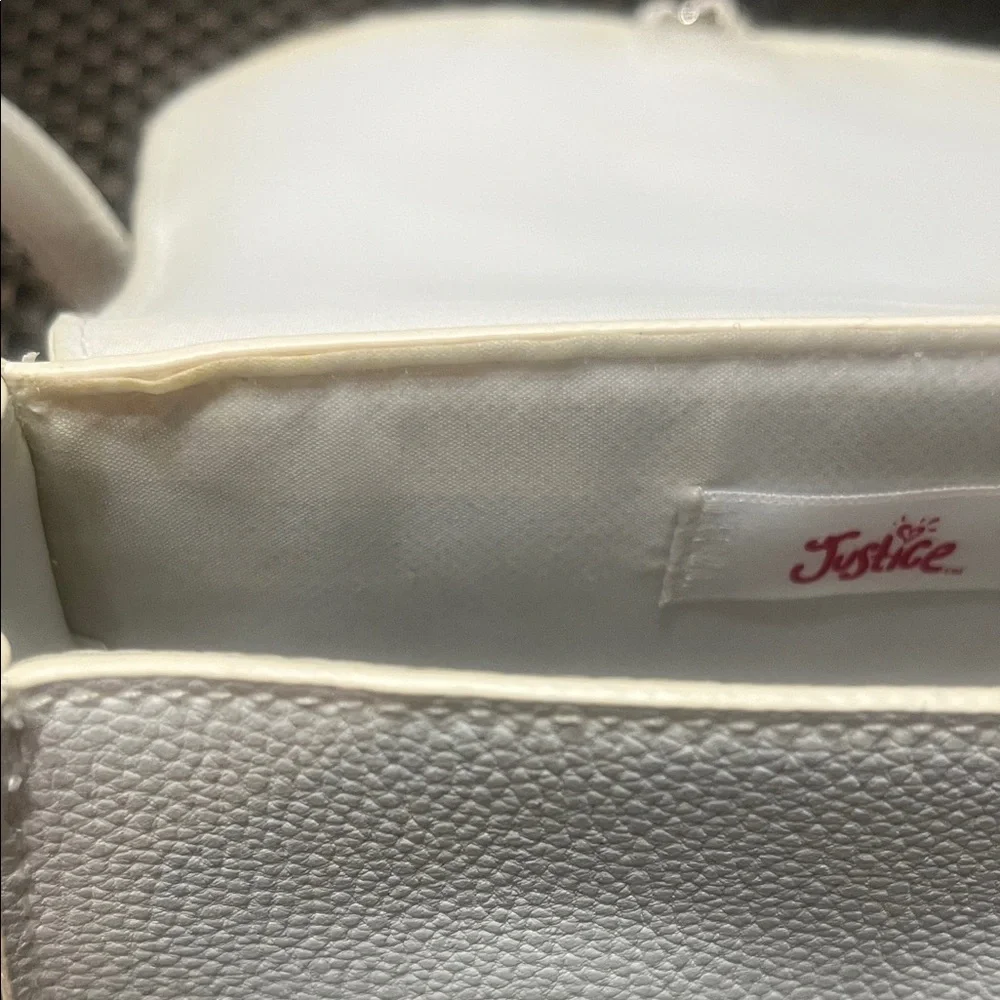 Justice Girls White Crossbody Bag with Tassel with Initial A